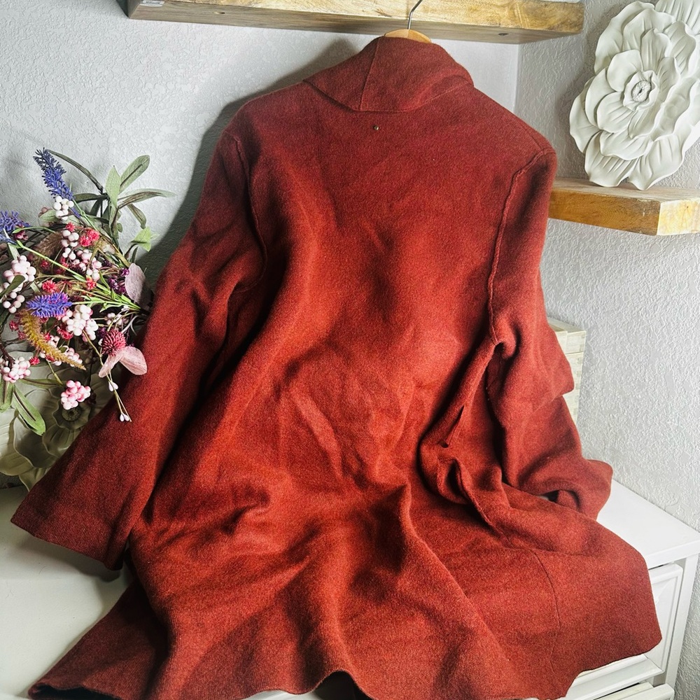 Cuyana Wool Cashmere Wrap Sweater Coat • M / L • Rust - Picture 5 of 5